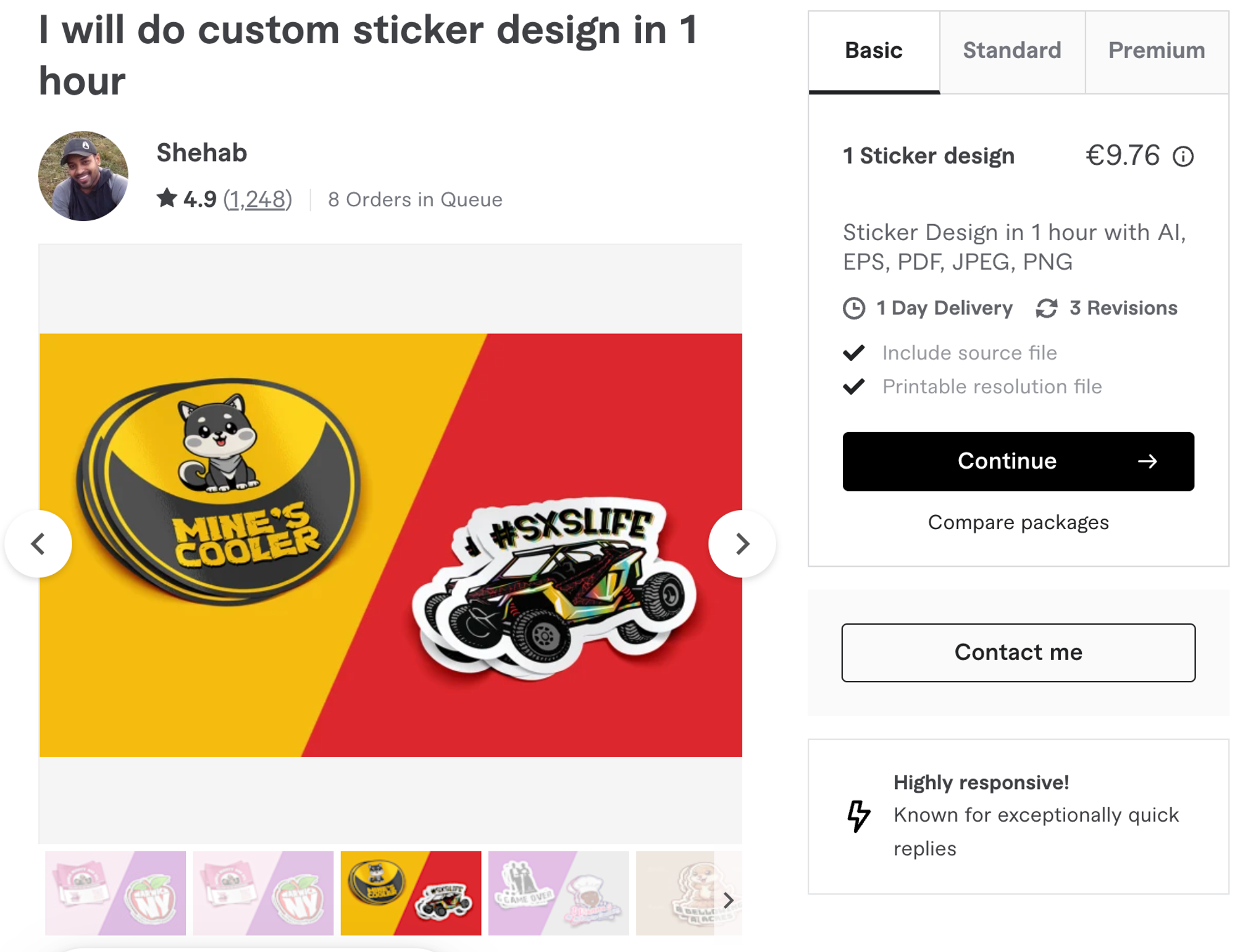 Shehab will create custom stickers very cheaply