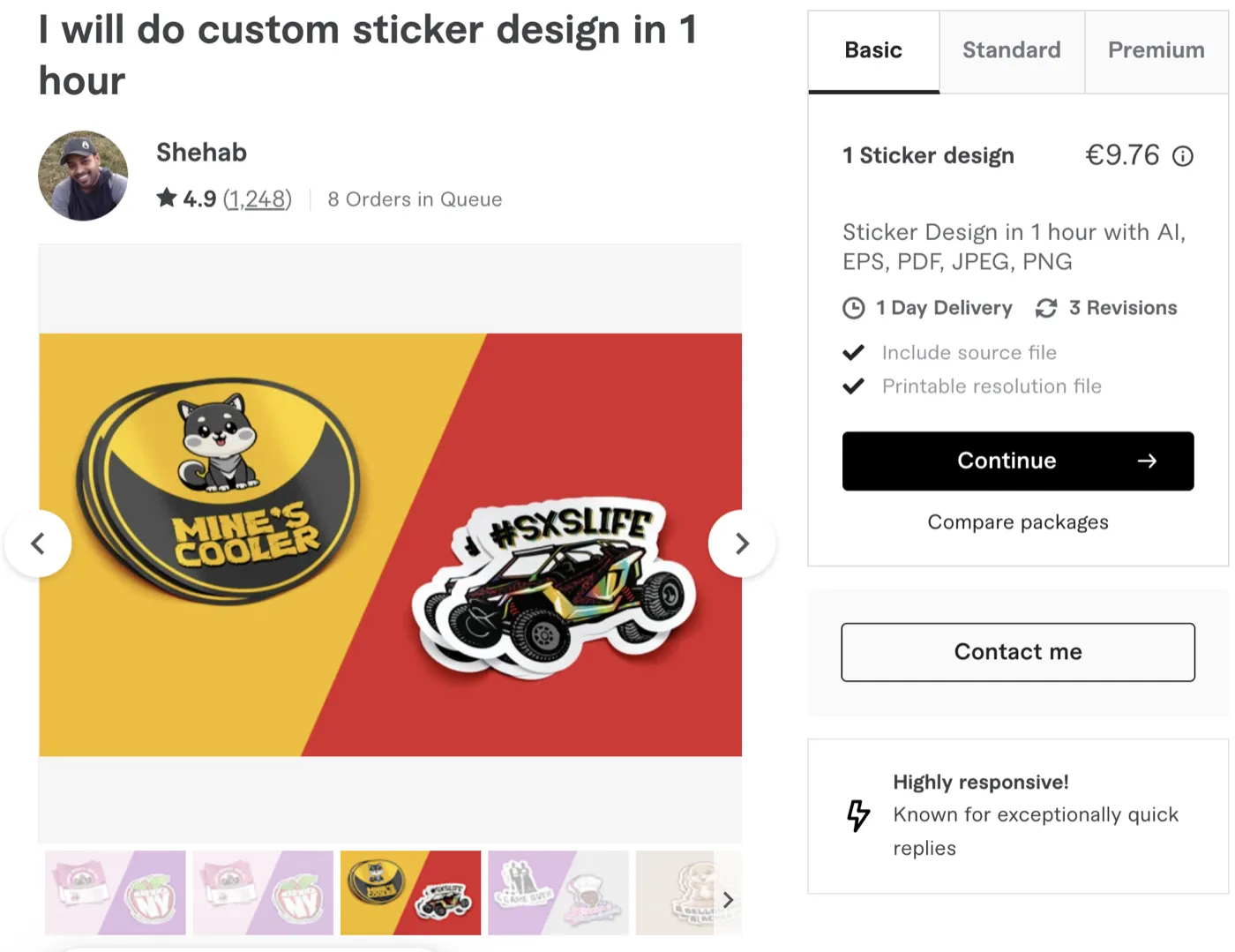 Shehab will create custom stickers very cheaply